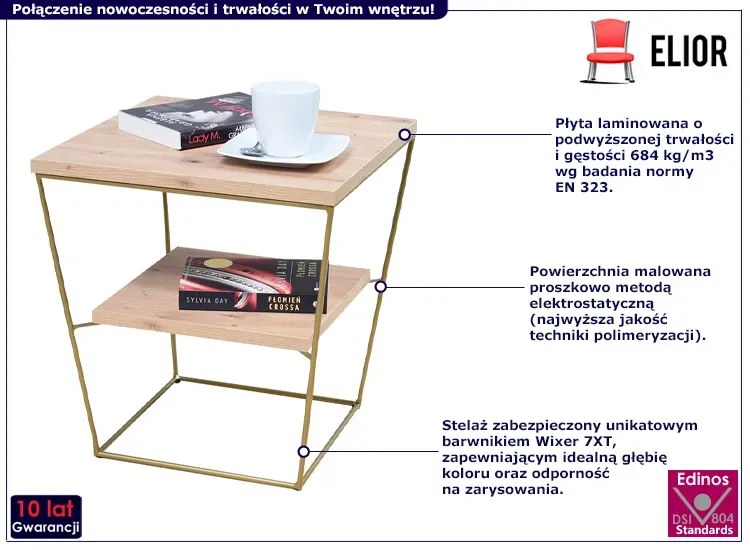 Stolik kawowy z półką dąb artisan - Arakin 3X