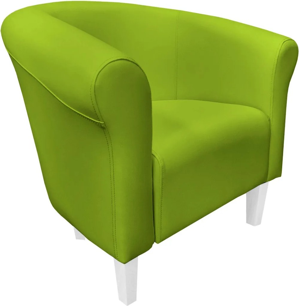 Fotel Milo tkanina Eko-skóra elegancki fotel do salonu i gabinetu : Kolor nogi - Biała, Kolor tkaniny - EKO-SKÓRA - 5D, Wysokość nogi - 15 cm