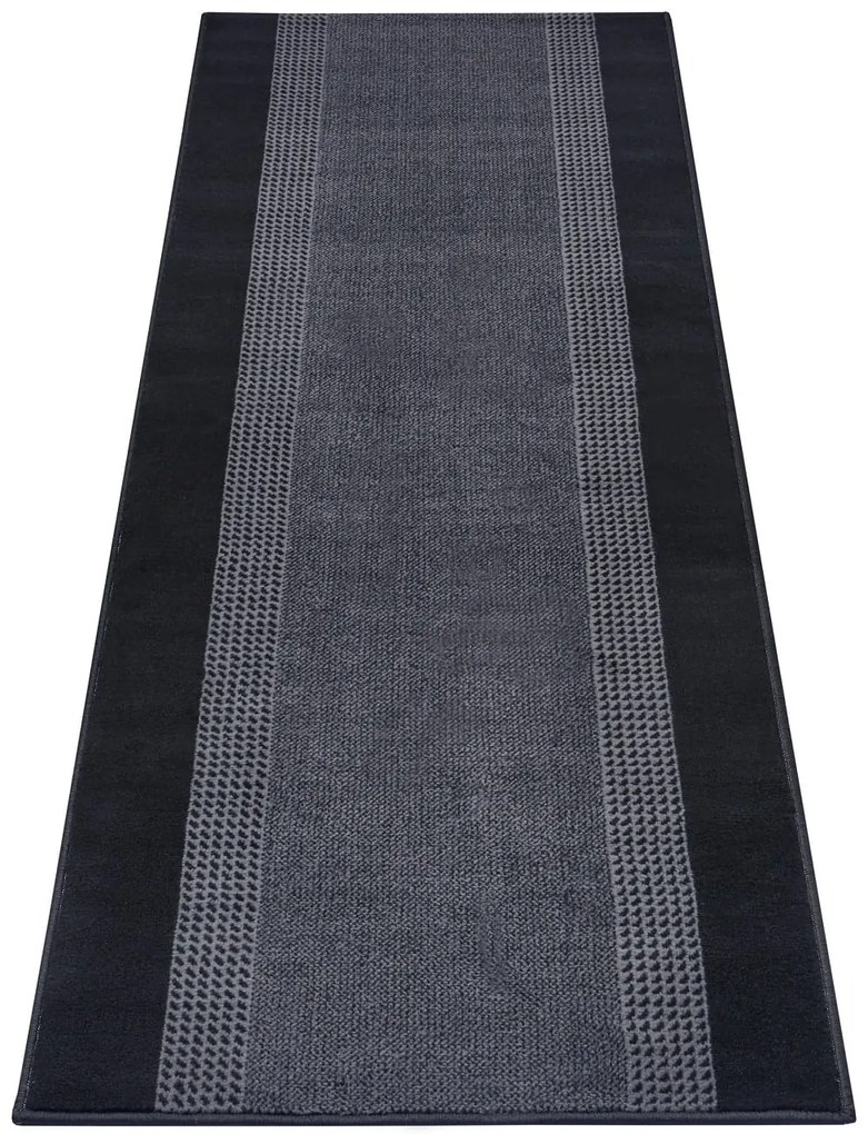 Dywan nowoczesny Basic czarno-szary chodnik 80 cm x 200 cm