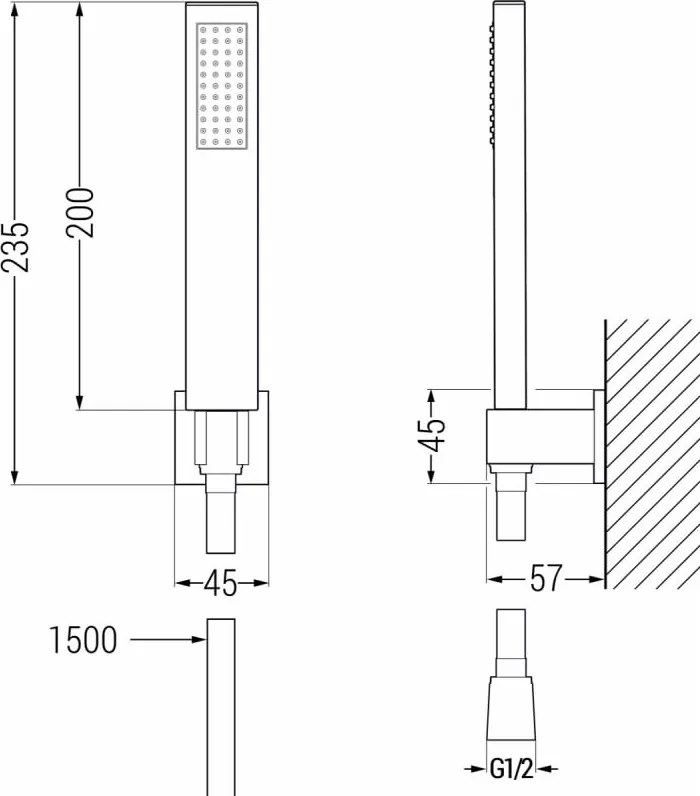 Mexen Zero R02 bateria wannowa z zestawem prysznicowym, czarna - 7113R02-70