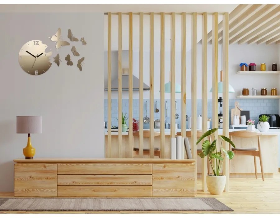 Zegar ścienny nowoczesny cichy do salonu lub sypialni akrylowy z motylami