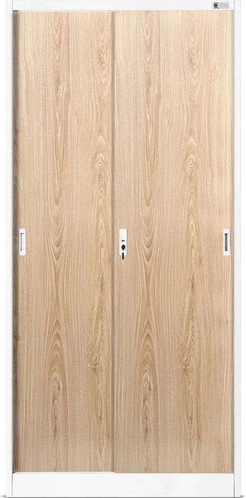 Przesuwna szafa biurowa Eco Design Kuba 90x40x185 cm biały/dąb sonoma