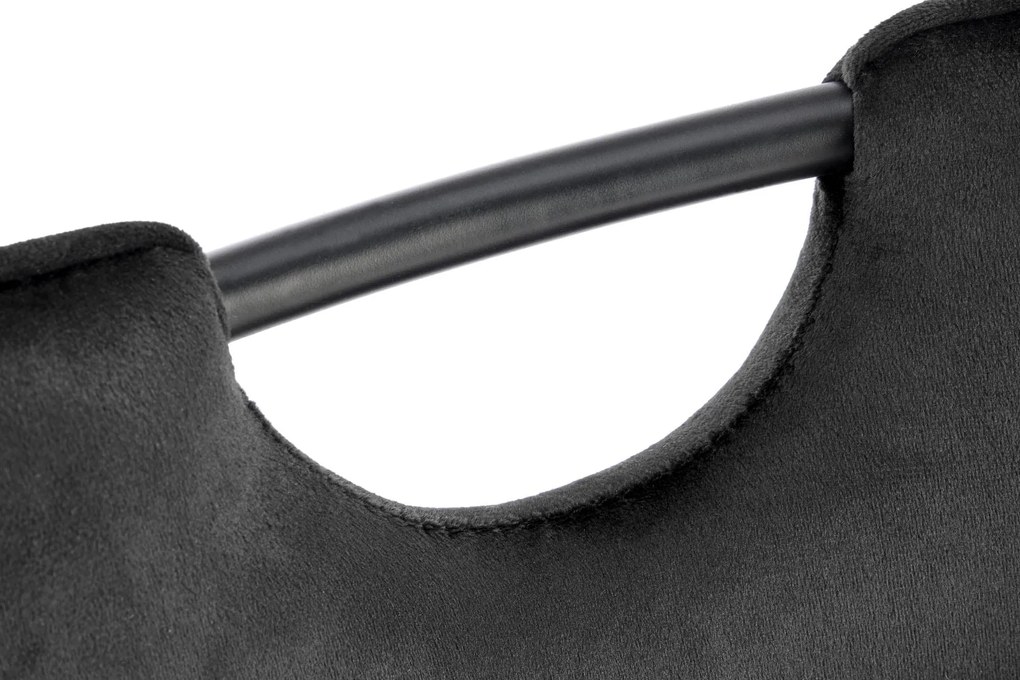 Krzesło czarne z rączką, velvet, tapicerowane, z uchwytem K521