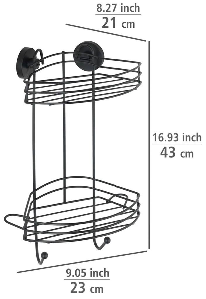 Półka pod prysznic Vacuum-Loc, dwupoziomowa, metalowa, WENKO