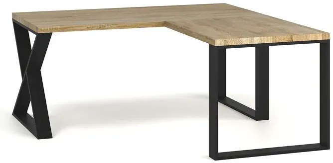 Drewniane narożne biurko loft 170x70 + 70x90 N8-F58