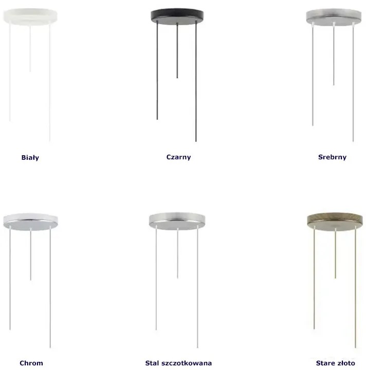 Lampa wisząca z trzema abażurami na złotym stelażu - N2-H64