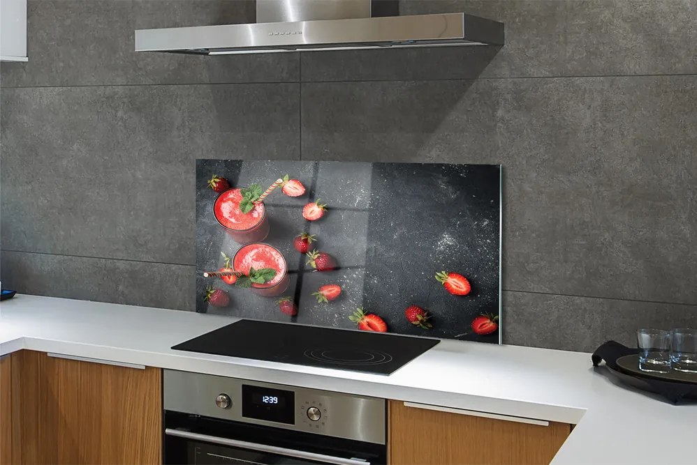 Panel szklany do Kuchni Klasyczny Shake Truskawkowy