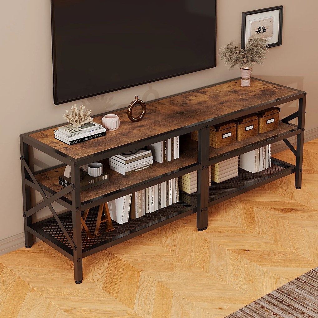 Szafka rtv pod telewizor stojak vintage do salonu rustykalny brąz retro