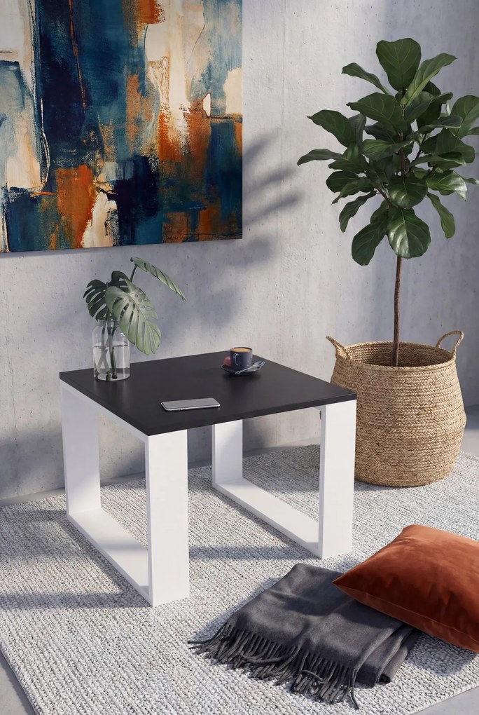 Kwadratowy Stolik Nowoczesny Czarny Biały Do Salonu + C5-C87