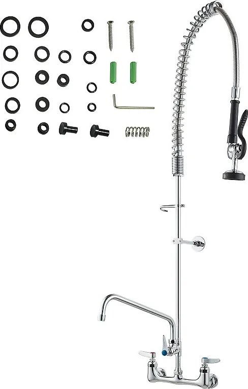 Bateria Kuchenna, SucceBuy Komercyjna Bateria Ścienna do Zlewu Kuchennego ze Spryskiwaczem do Wstępnego Płukania, Wysokość 120 cm