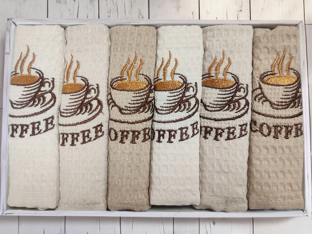 Zestaw prezentowy ściereczek KAWA zestaw 6szt