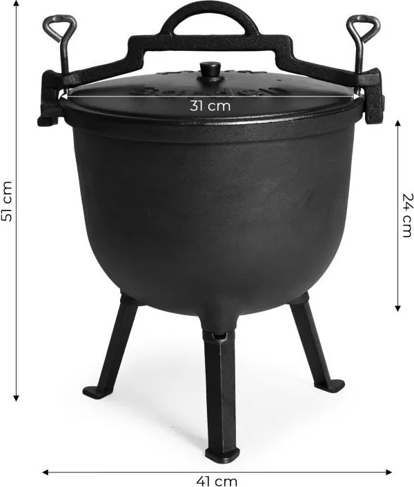 Kociołek żeliwny 15 L na ognisko z pokrywą VK15L