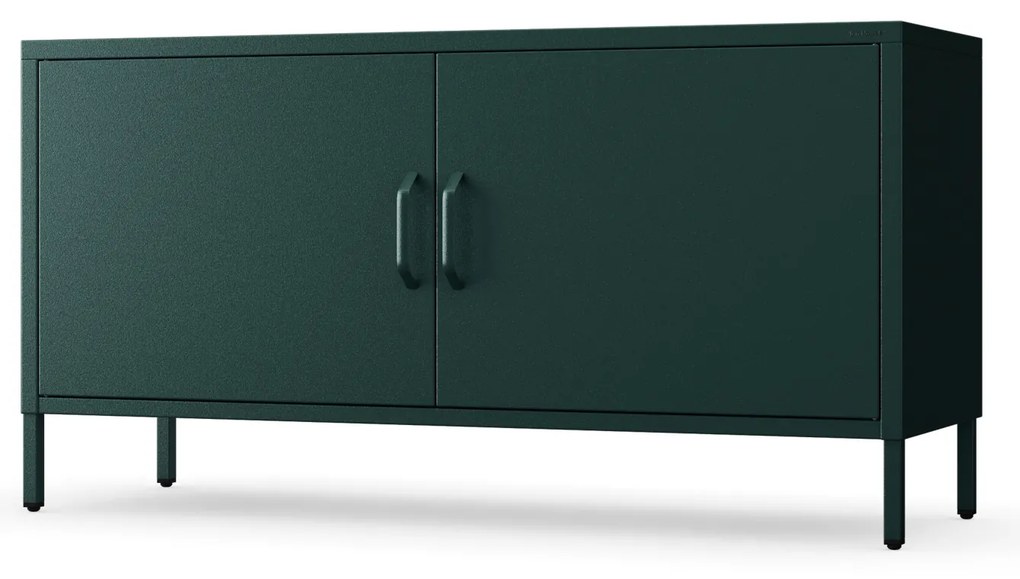 Szafka RTV metalowa na nóżkach butelkowa zieleń, 1150x595x400 mm: ROSA Modern