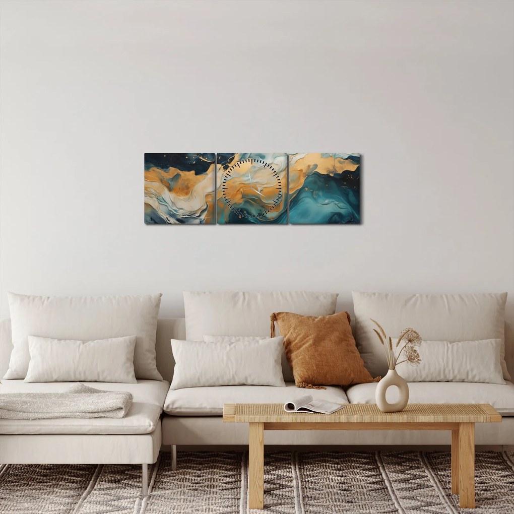 Obraz - Abstrakcja (z zegarem) (90x30 cm)