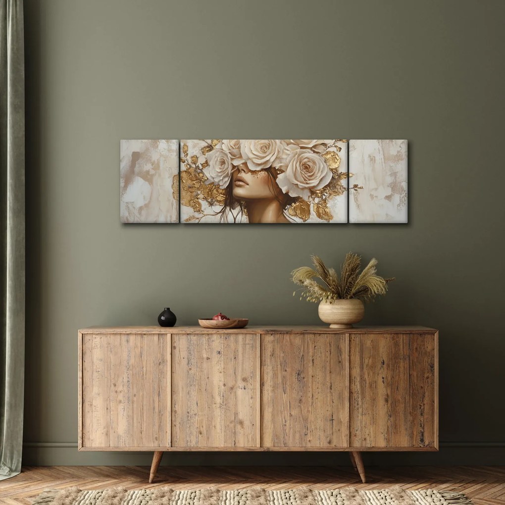 Obraz - Dziewczyna z różami (170x50 cm)