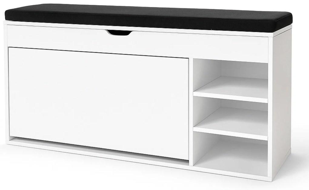 Szafka na buty z siedziskiem i wysuwanymi półkami GRADIA, 100 x 34 x 50 cm