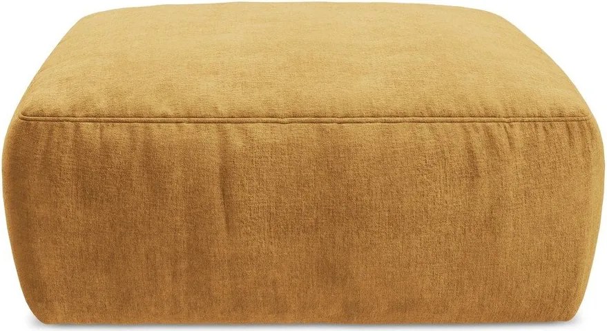 Musztardowy podnóżek z tkaniny szenilowej Kuki – Makamii