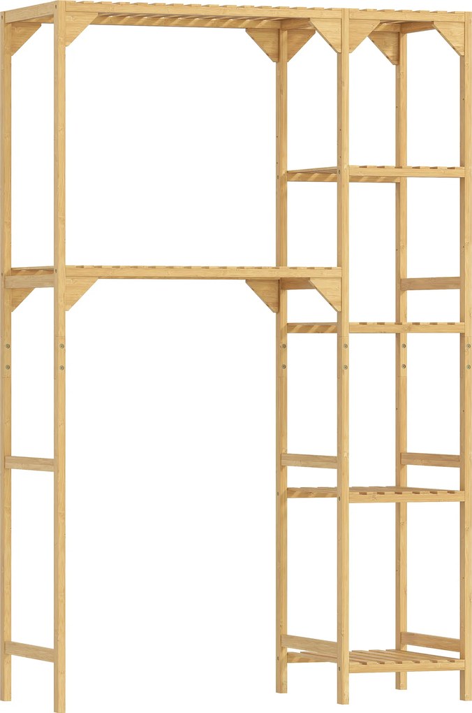 HOMCOM Regał nad pralką, wiele otwartych przegródek, do prania, akcesoriów, bambusowe drewno