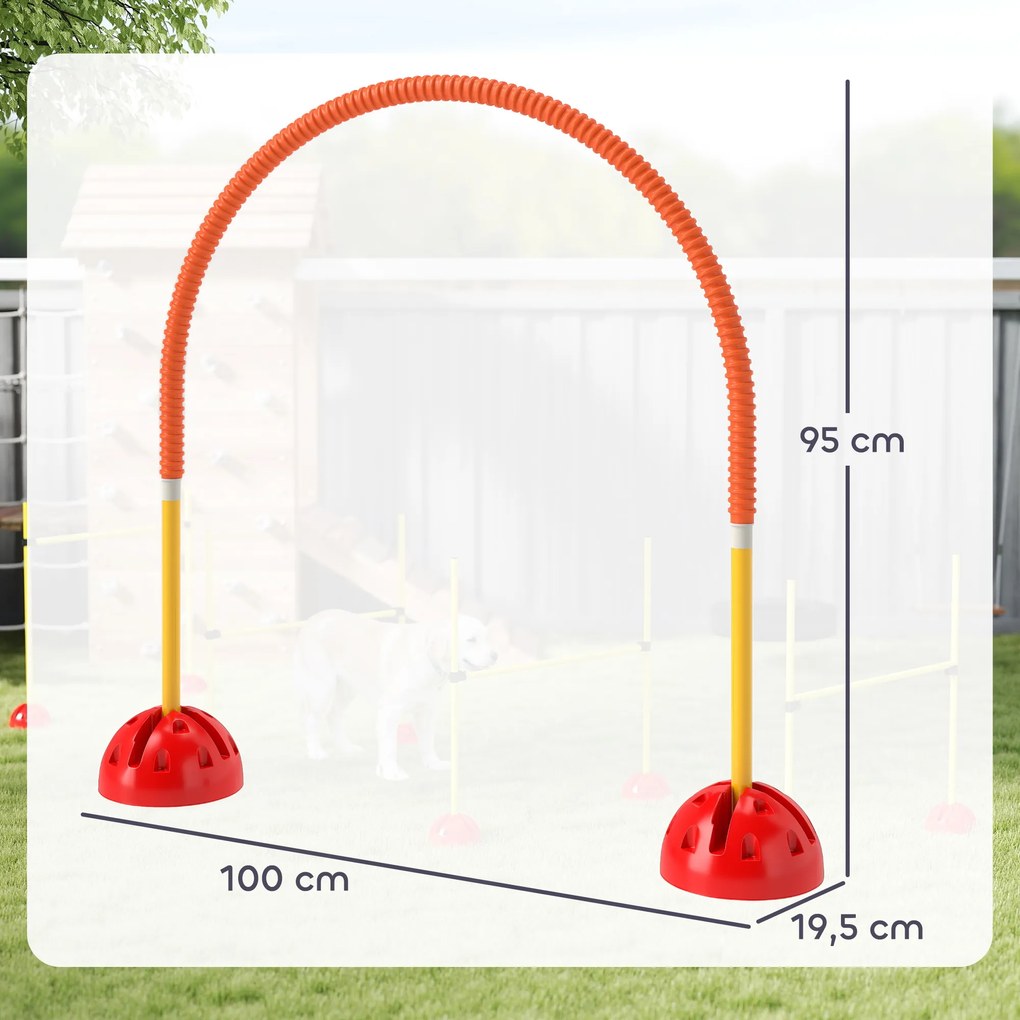 PawHut Zestaw do psiej sprawności z 4 regulowanymi bramkami, torba transportowa, żółty i pomarańczowy | Aosom PL