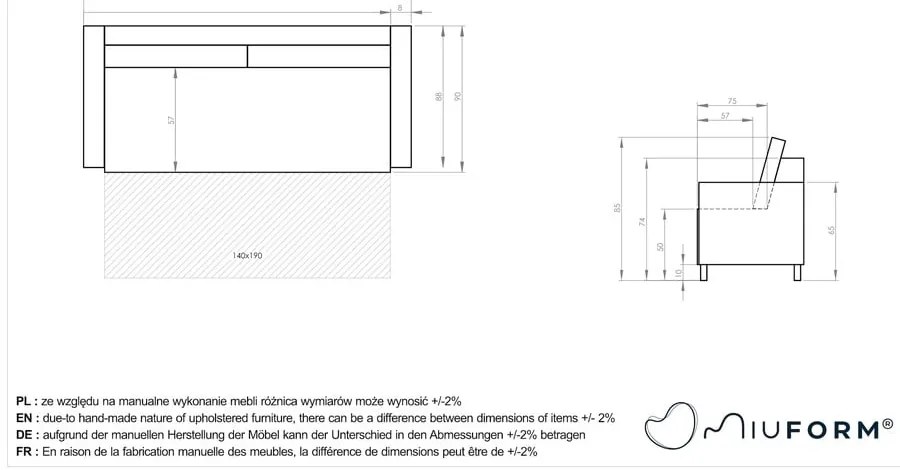 Beżowa rozkładana sofa 207 cm Simon – Miuform