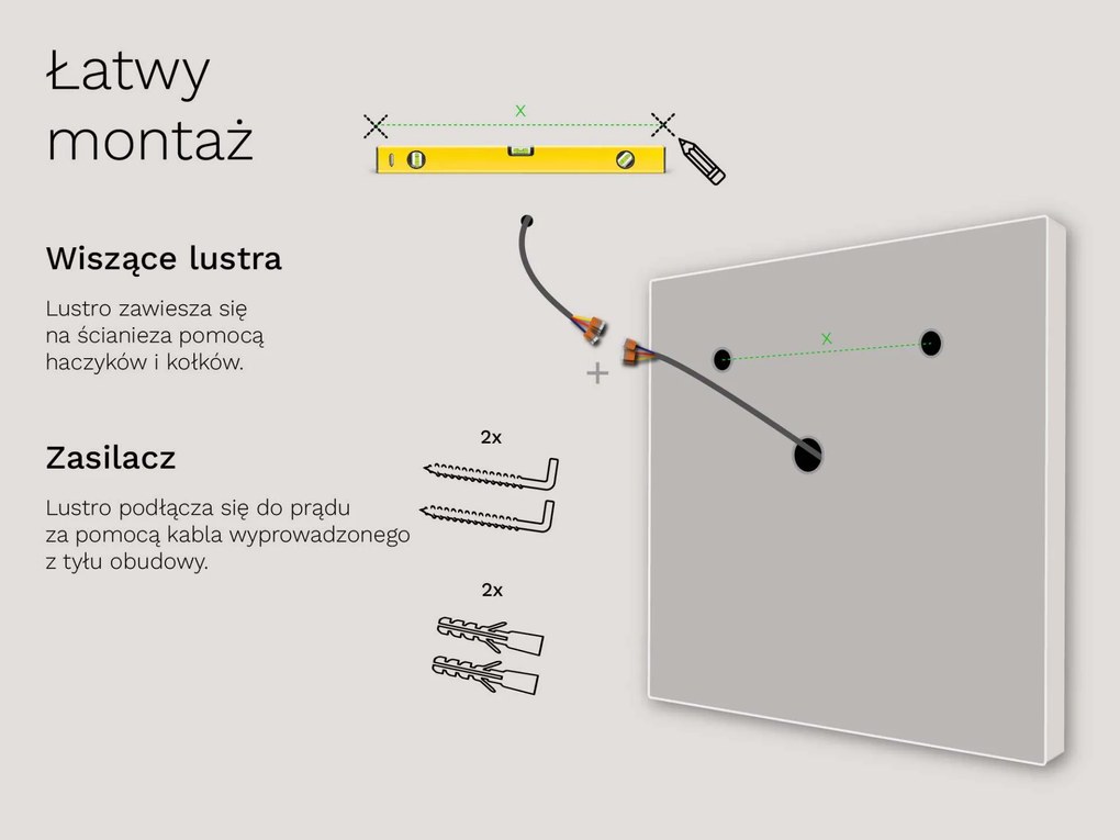 Lustro LED w ramie do łazienki C1