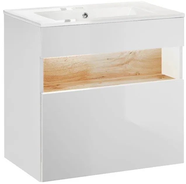 Podwieszana szafka pod umywalkę biały połysk 60 cm T2-K62
