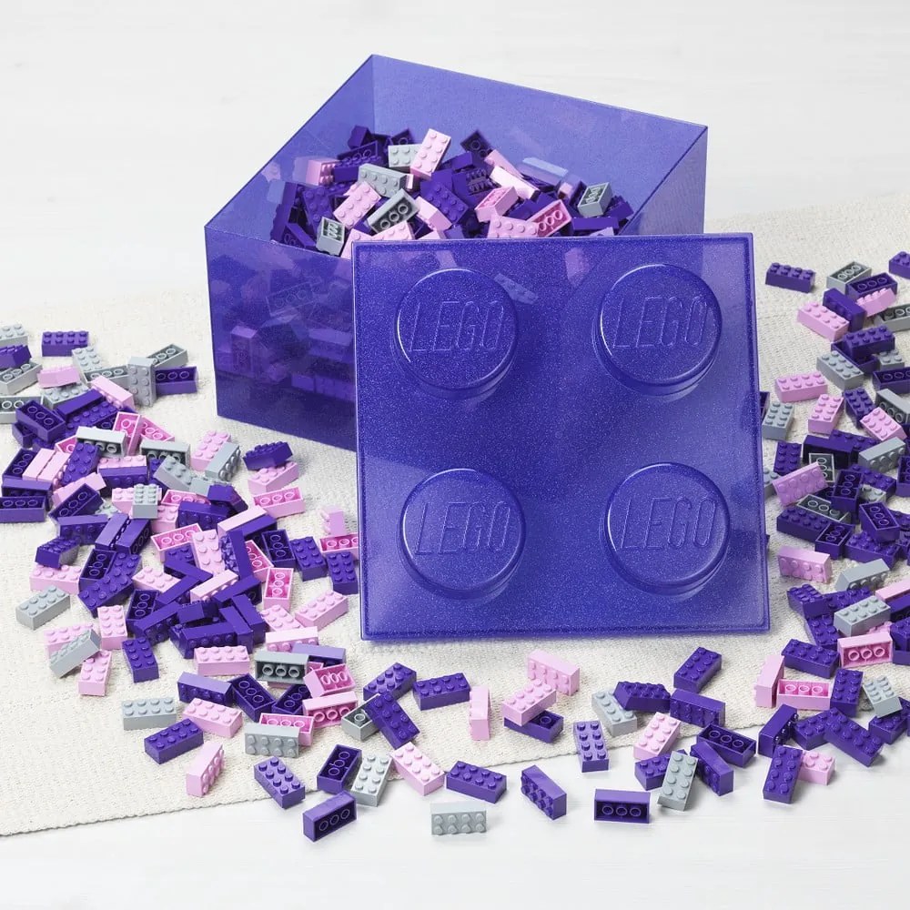 Fioletowy plastikowy pojemnik dziecięcy 25x25x18 cm – LEGO®