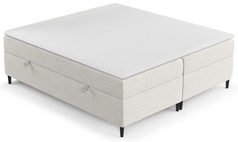 Kremowe łóżko boxspring ze schowkiem 200x200 cm Araya – Maison de Rêve