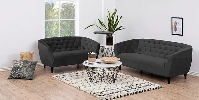 Ciemnoszara sofa welurowa - Polli 2X