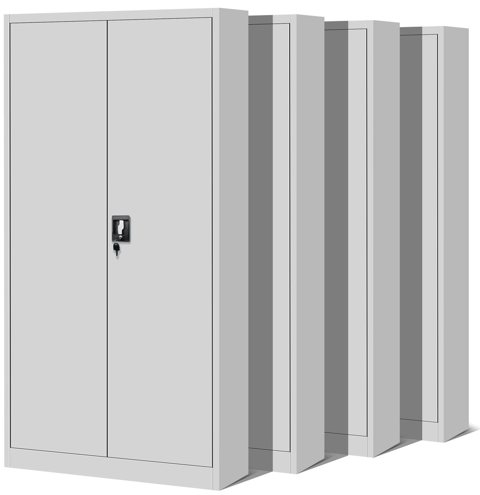 Zestaw 4x szafa biurowa metalowa na akta szara, 900x1850x400 mm: JAN