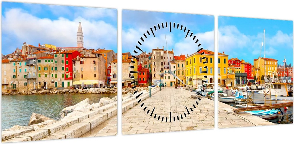 Obraz - Stare istryjskie miasto Poreč, Chorwacja (z zegarem) (90x30 cm)