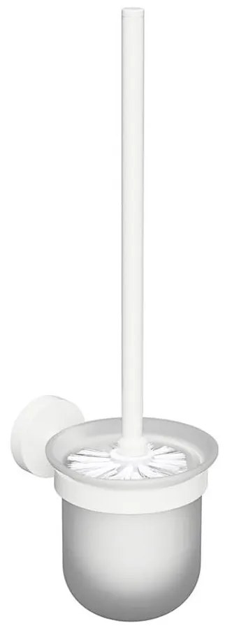 Sapho - Naścienna szczotka WC X-ROUND mleczne szkło/biała