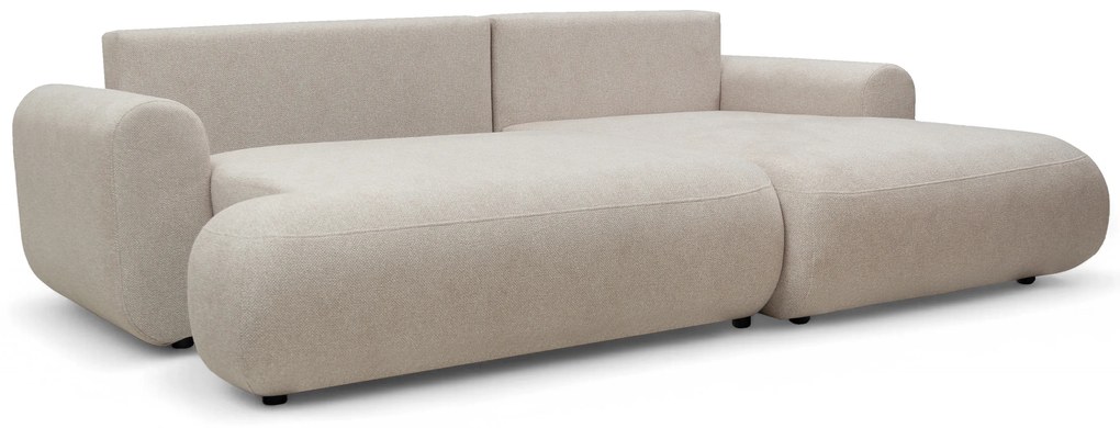 Narożnik Lotulis Mini z funkcją spania prawostronny - kremowa dzianina hydrofobowa Blur 01