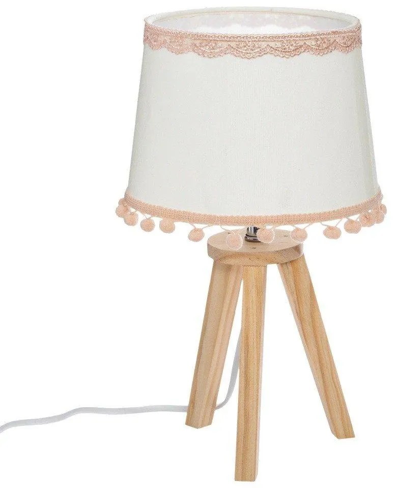 Lampa stołowa POMPOM, drewniane nóżki, 32 cm