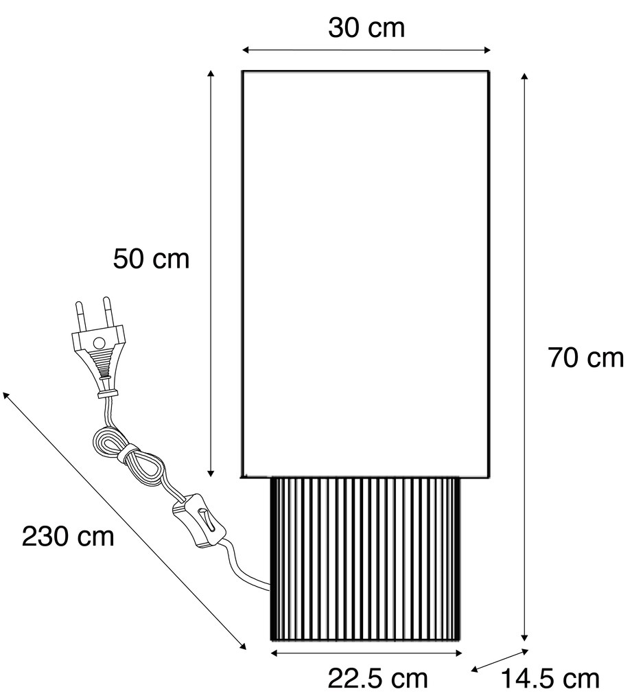 Lampa podłogowa Japandi drewniana z lnianym abażurem 70 cm - LamelJapandi Oswietlenie wewnetrzne