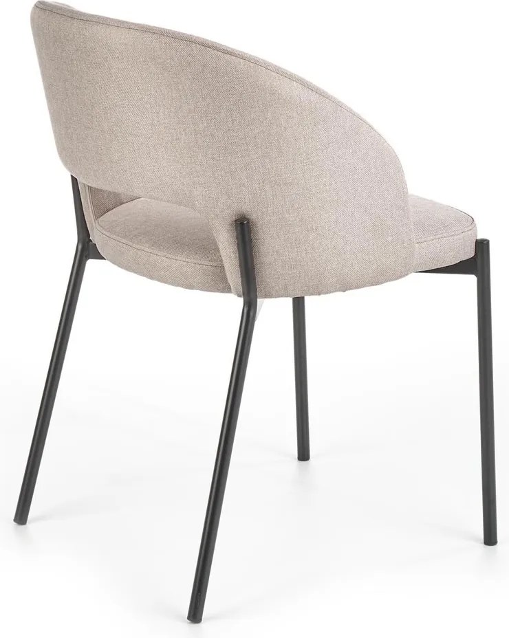 Krzesło z tapicerowanym siedziskiem i oparciem na metalowych nogach K373