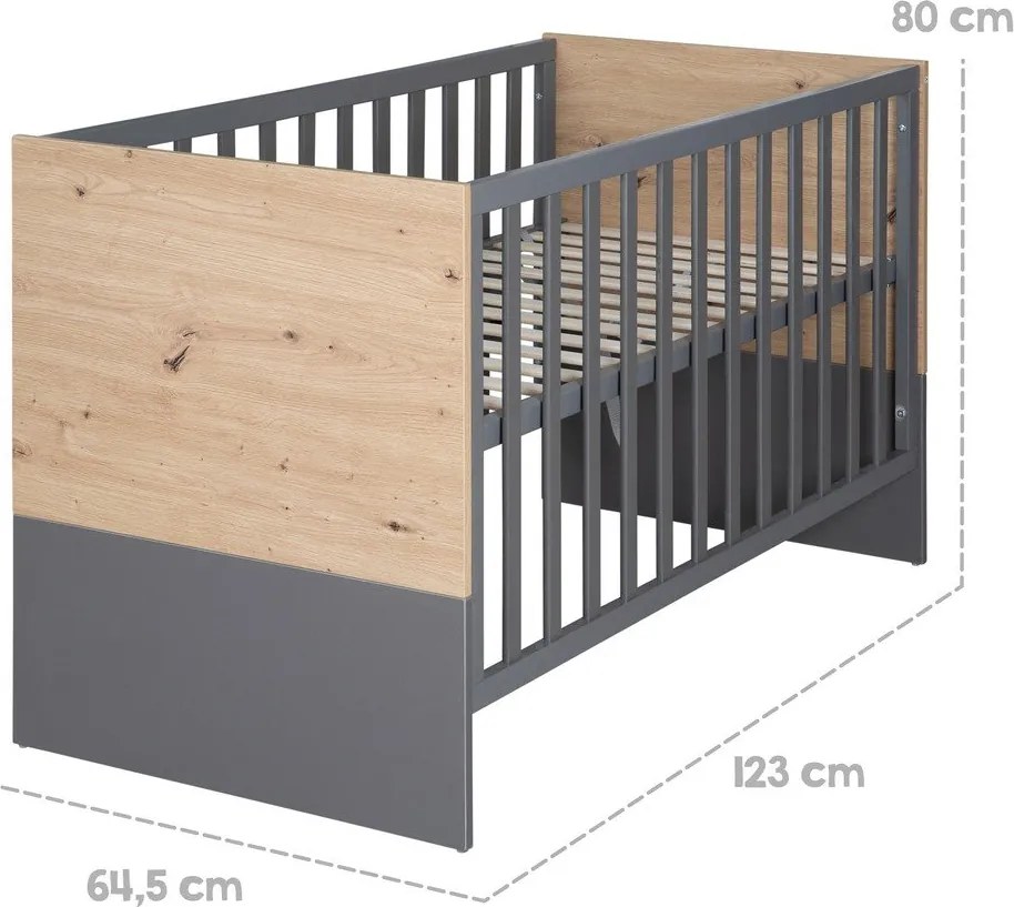 Szaro-naturalne łóżeczko 60x120 cm Anna – Roba