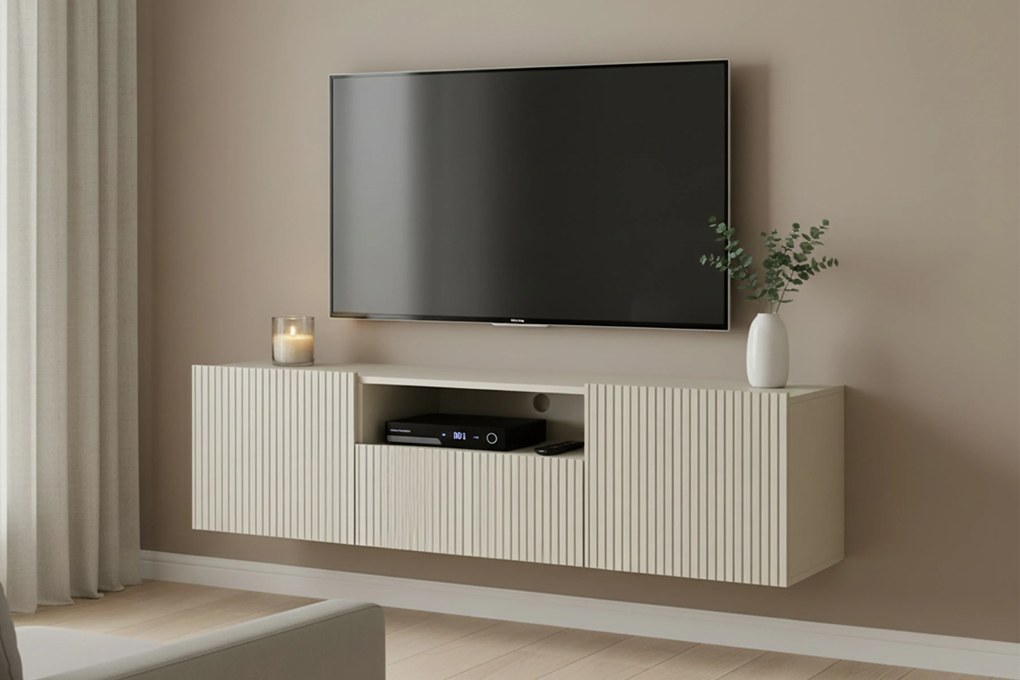 Szafka RTV wisząca Nicole z szufladą i wnęką 150 cm - kaszmir