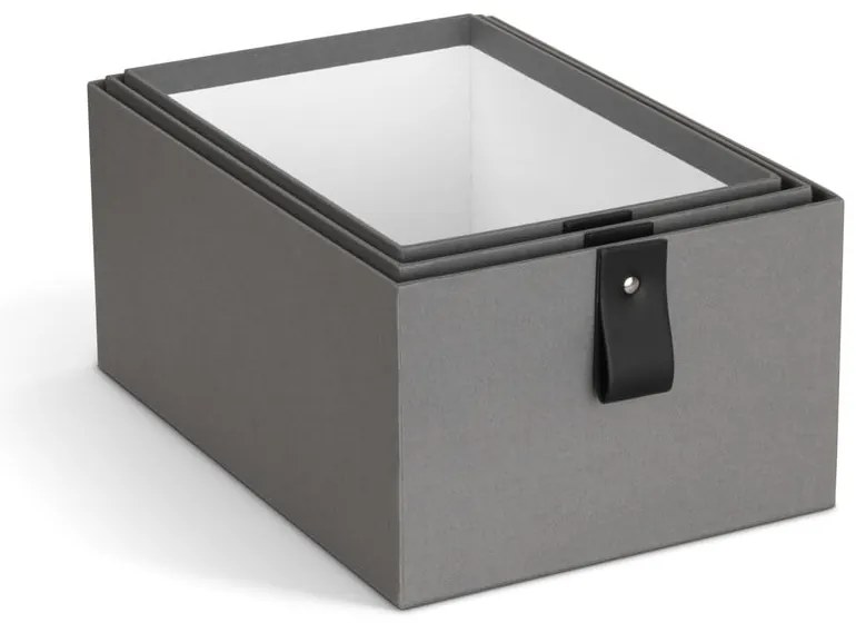 Szare kartonowe pojemniki zestaw 3 szt. 20,5x29,5x14,5 cm Aston Paper Laminate – Bigso