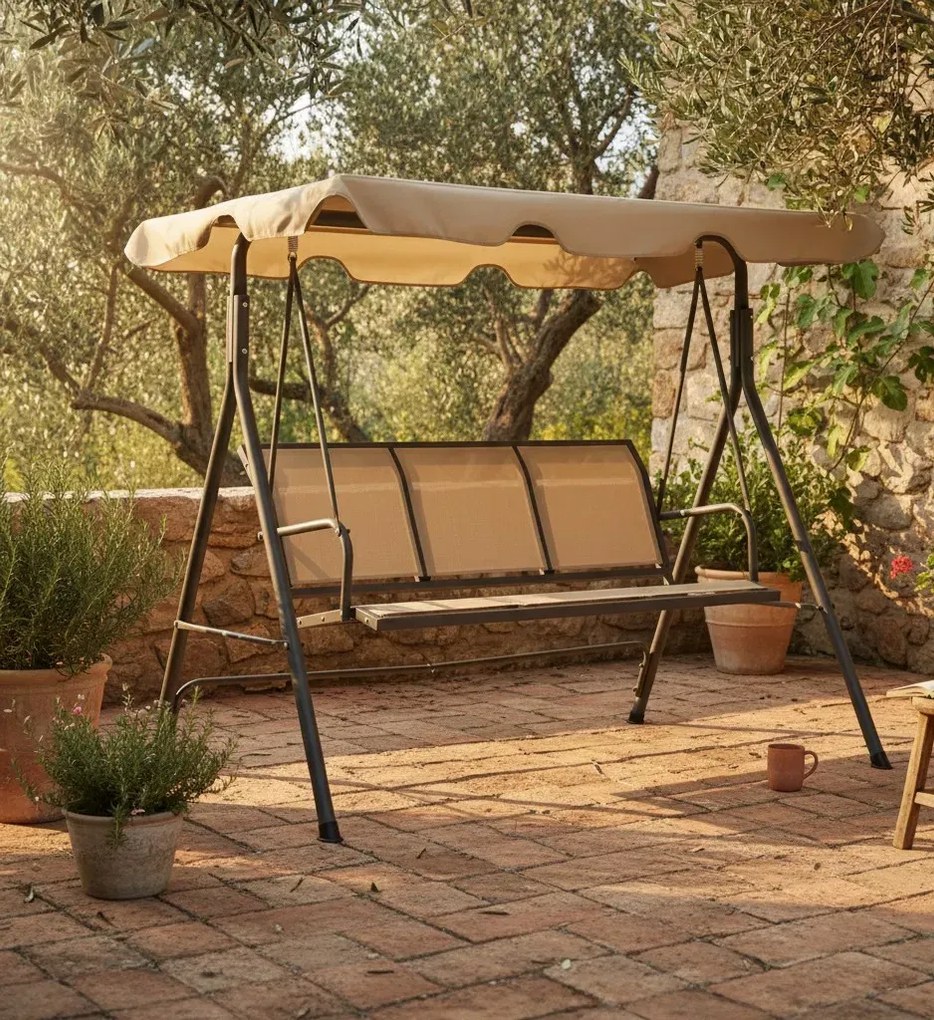 Antracytowo-piaskowa huśtawka ogrodowa D1-M23