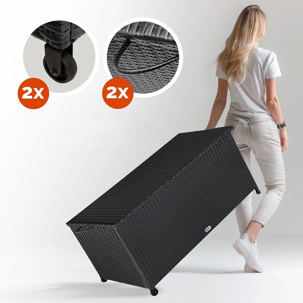 Polirattanowy pojemnik na schowek RICCO, 117 x 53 x 60cm, czarna Casaria