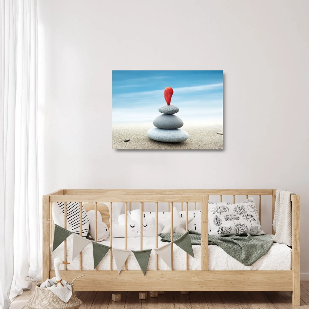 Obraz na szkle - Równowaga z kamieniami (70x50 cm)