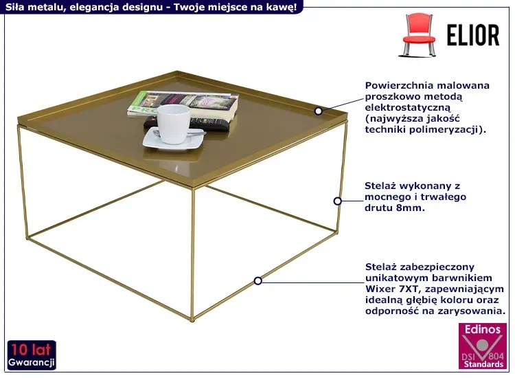 Złoty metalowy stolik kawowy - Diros 4X