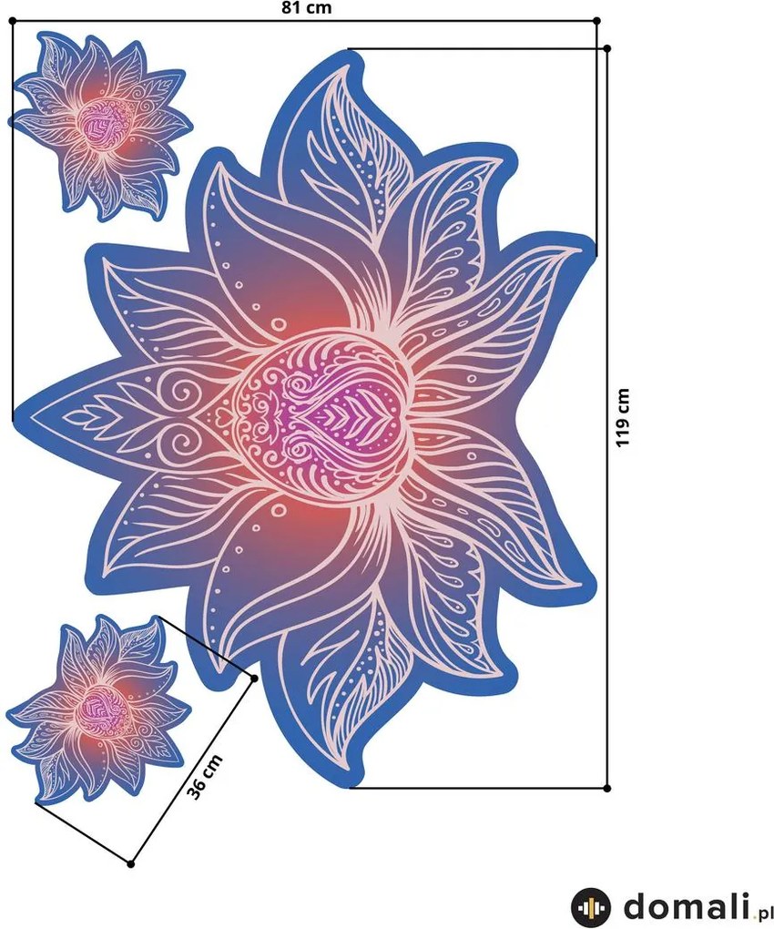 Naklejki na ścianę - Lotosowa mandala niebiesko - czerwona