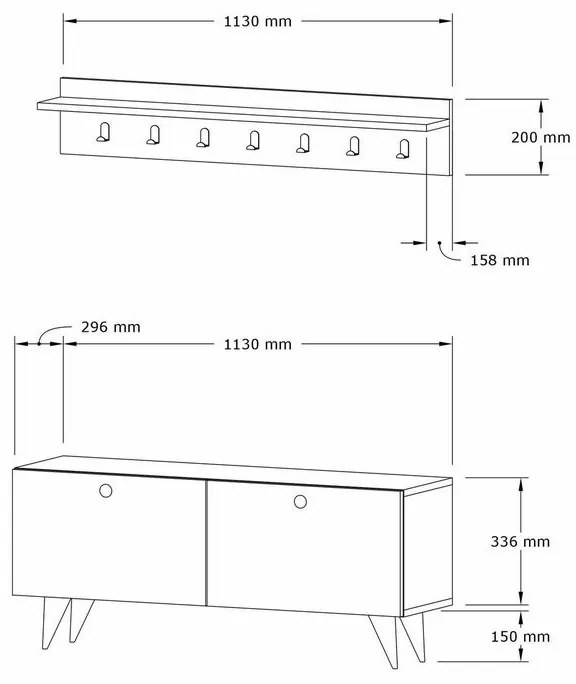 Wieszak ścienny z szafką na buty Rupa Walnut