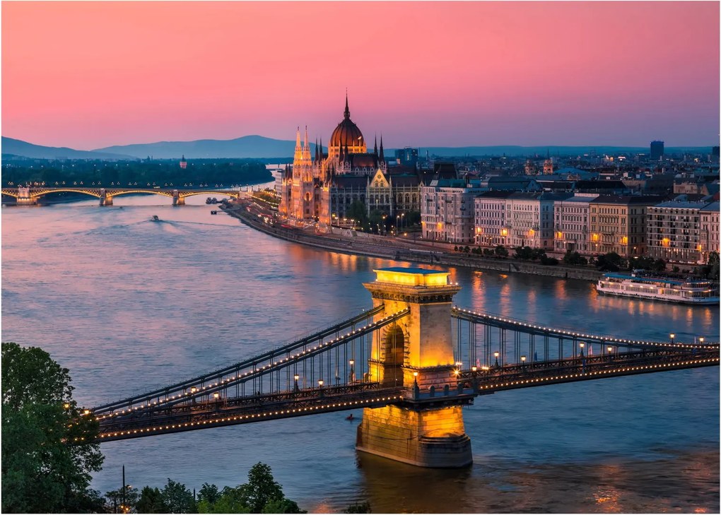 Obraz na szkle - Panorama miasta, Budapeszt, Węgry (70x50 cm)