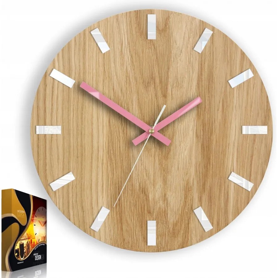 Zegar na ścianę nowoczesny drewniany z cichym mechanizmem okrągły solidny