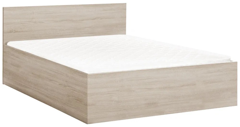 Łóżko SOFIA 160 x 200 cm, dąb sonoma Stelaż: Ze stelażem listwowym rolowanym, Materac: Materac Deluxe 10 cm