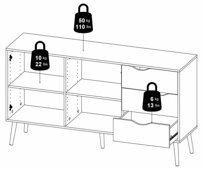 Biała komoda OSLO 75381 z 3 szufladami