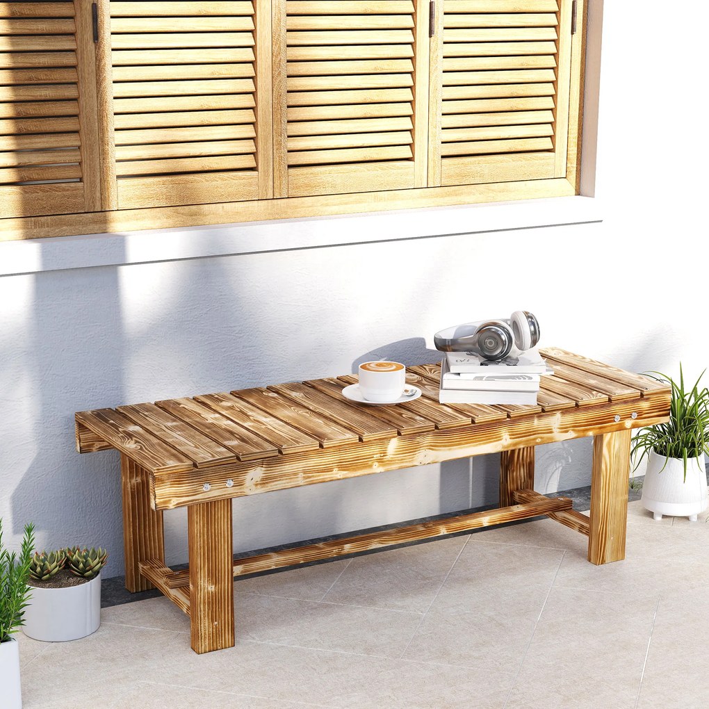 Outsunny Ławka Ogrodowa Rustykalna dla 2 Osób Lite Drewno Brązowa 110x38x35cm | Aosom PL